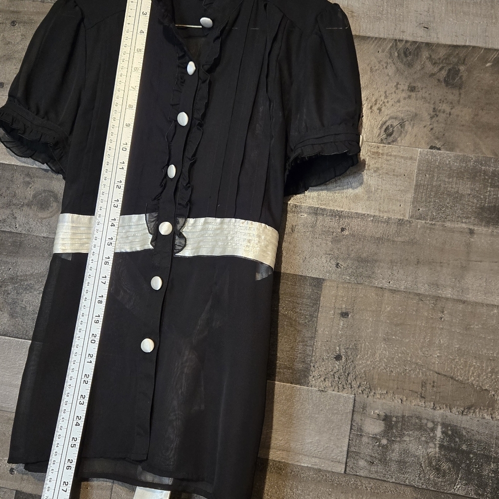 Cotton Express Black Ruffled Silk Blouse - Picture 6 of 7